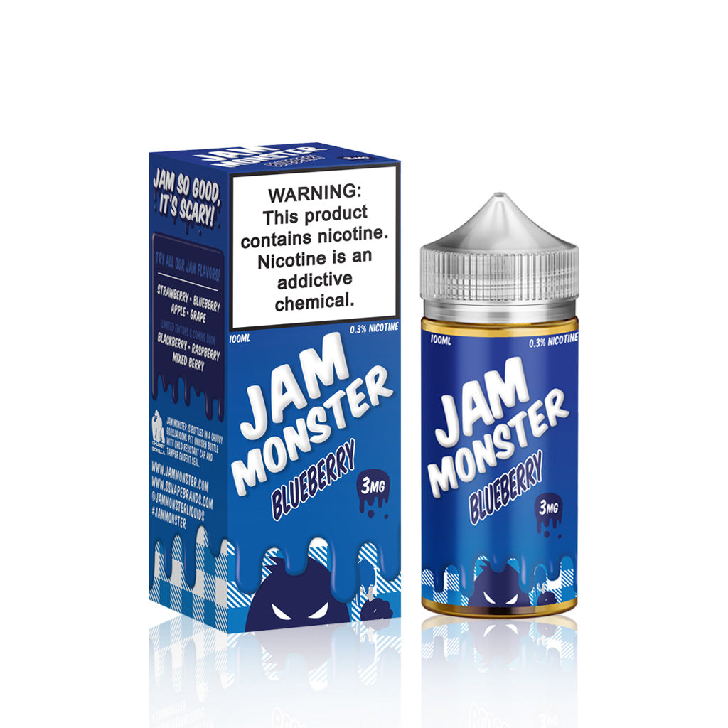 Jam Monster E-Liquid - Blueberry - 100ml BOTTLE AND BOX