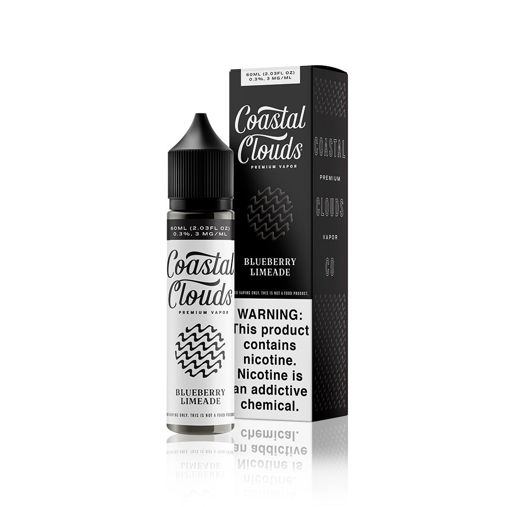 oastal Clouds E-Liquid - Blueberry Limeade Bottle and Box