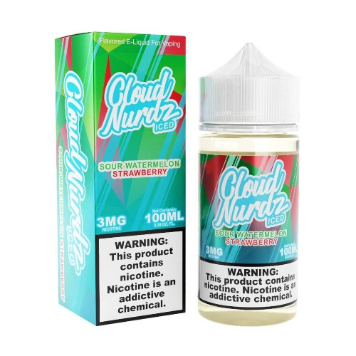 Cloud Nurdz Iced E-Liquid - Sour Watermelon Strawberry 100ml