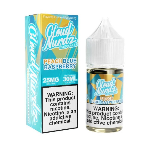 Cloud Nurdz Iced Salt E-Liquid - Peach Blue Raspberry 30ml