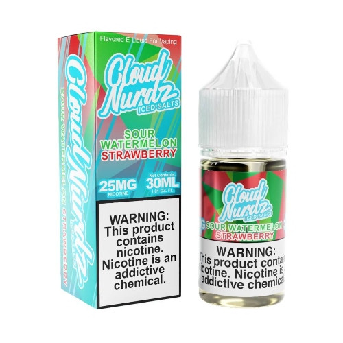 Cloud Nurdz Iced Salt E-Liquid - Sour Watermelon Strawberry 30ml